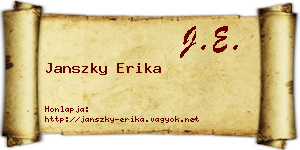 Janszky Erika névjegykártya